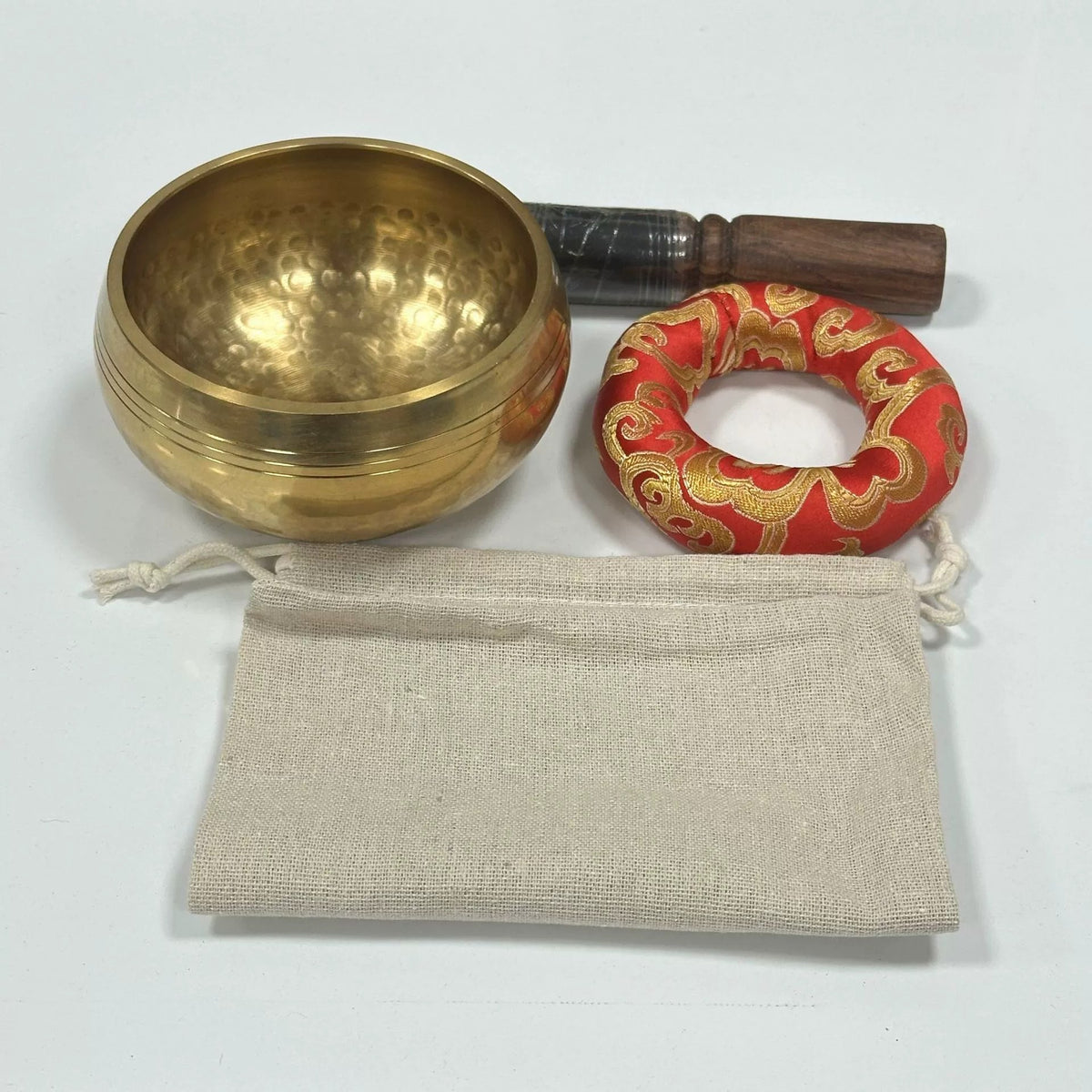 Coffret complet : bol chantant, maillet, coussin et pochette